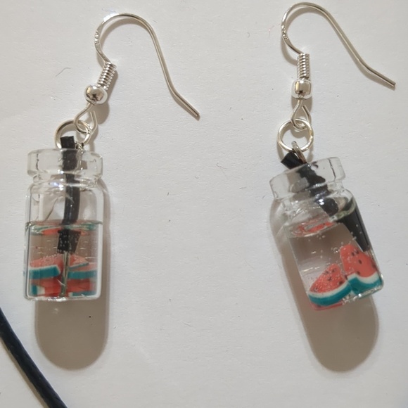 Watermelon Fruit Tea Drop Earrings set - Picture 3 of 5